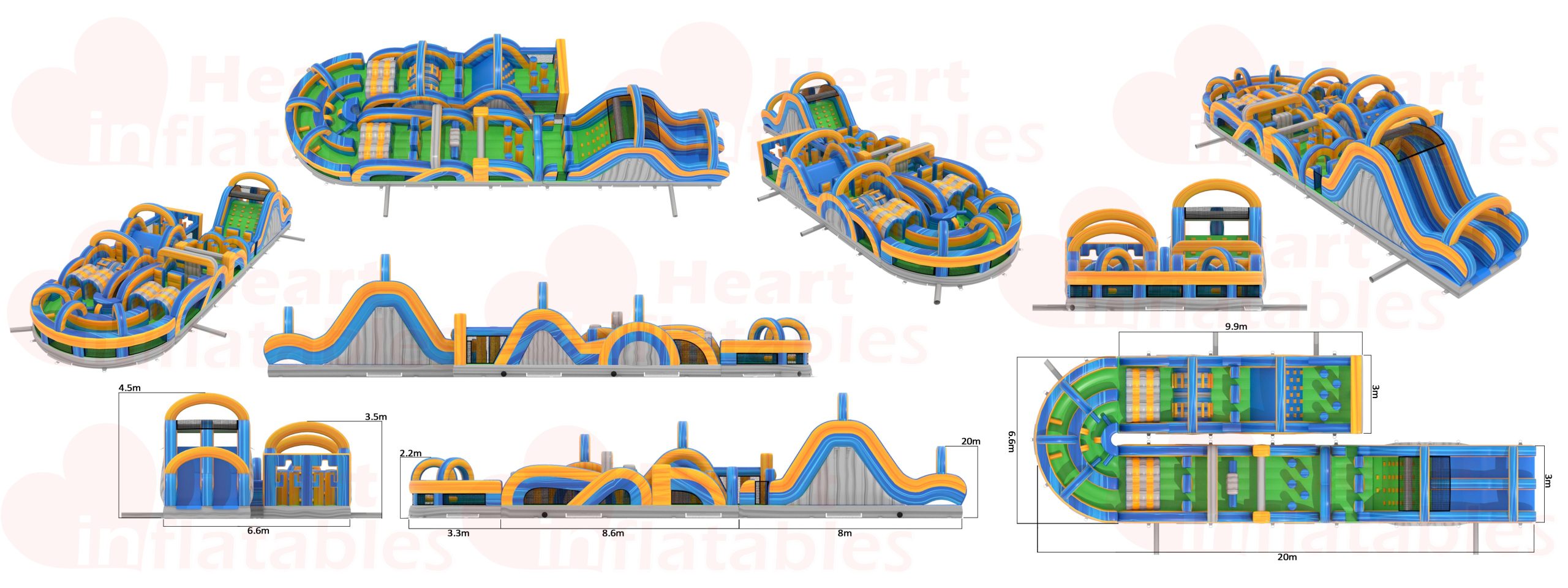 118ft Marble Obstacle Course - Heart Inflatables Factory