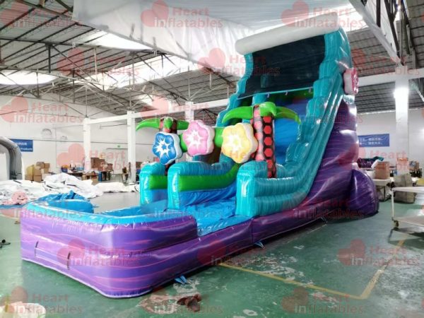 18ft Flowers Marble Single Lane Water Slide