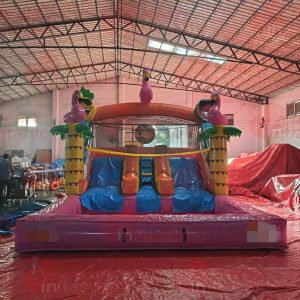 Inflatable Flamingo Water Slide with Pool